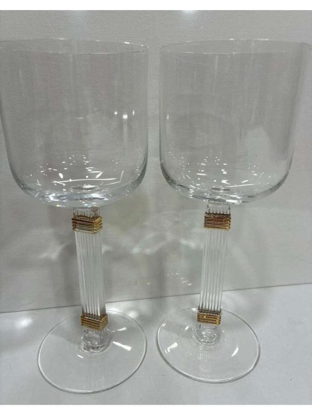 2 Christian Dior Gaudron Gold wine glass
